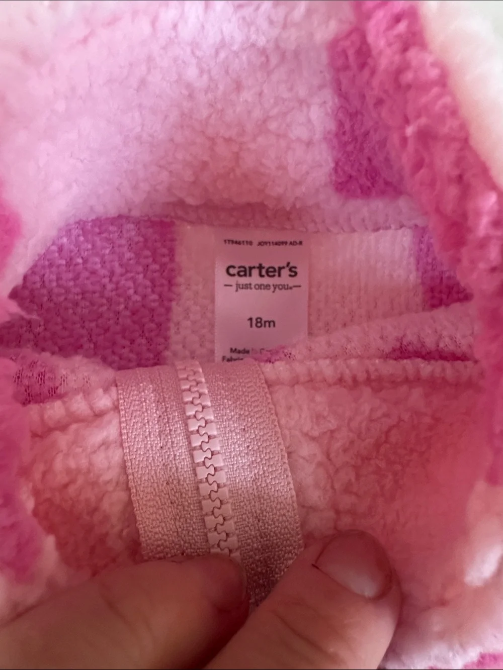 Carter's Pink Fleece Pullover with Dark Pink Hearts